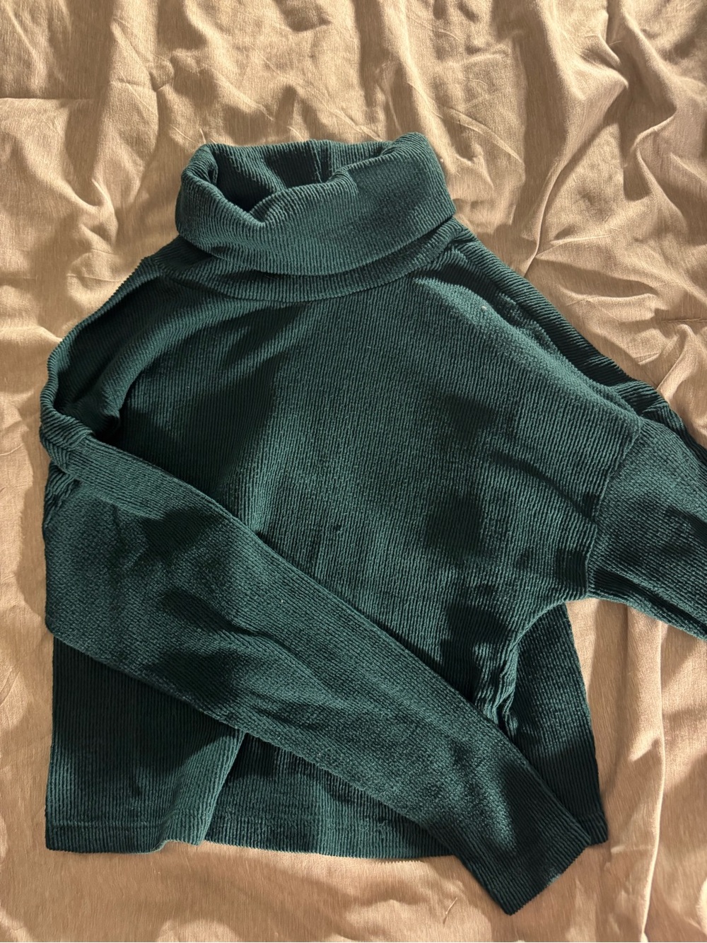 gaze Dark Teal Ribbed Turtleneck Sweater